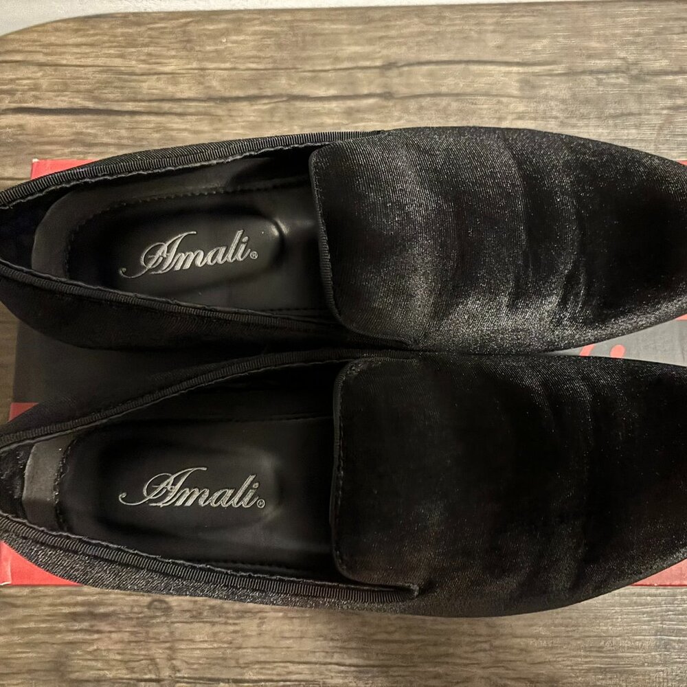 Amali Black Plush Velvet Loafers